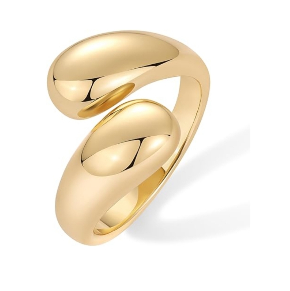 14K Gold Plated Chunky Open Twist Bold Crossover Statement Ring